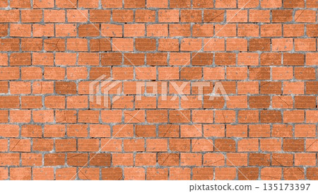 Orange brick wall masonry pattern exterior background texture. 3D rendering illustration Orange brick wall masonry pattern exterior background texture. 3D rendering illustration 135173397