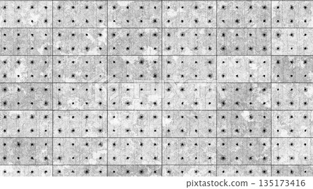 Perforated Concrete Panel Grid With Industrial Pattern. 3D rendering illustration 135173416