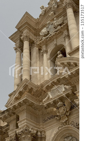 Majestic Architectural Details of a Historic Building in Rome Majestic Architectural Details of a Historic Building in Rome 135173517