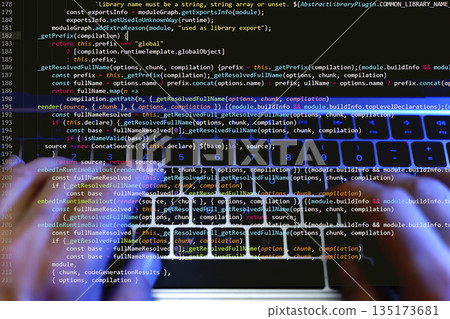 Coding background, Application development and code programming. Technology business computers concept Coding background, Application development and code programming. Technology business computers concept 135173681