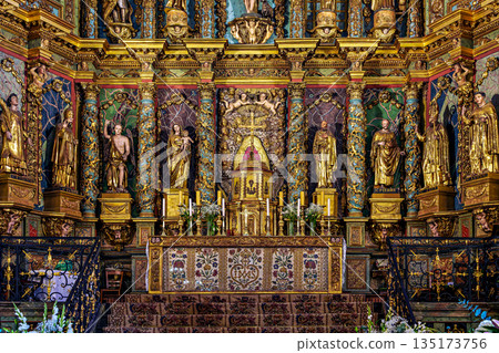 Interior of St Jean Baptiste church in Saint Jean de Luz in Fran Interior of St Jean Baptiste church in Saint Jean de Luz in Fran 135173756
