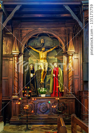 Interior of St Jean Baptiste church in Saint Jean de Luz in Fran Interior of St Jean Baptiste church in Saint Jean de Luz in Fran 135173759