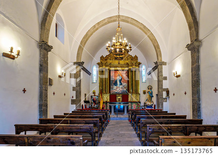 Jaca, Spain - Oct 16, 2025: Chapel in the citadel of Jaca, military fortification in Huesca, Aragon, Spain, Europe Jaca, Spain - Oct 16, 2025: Chapel in the citadel of Jaca, military fortification in Huesca, Aragon, Spain, Europe 135173765