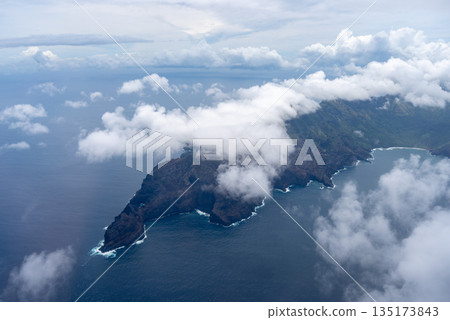 Aerial view of Hiva Oa in the Marquesas Islands, French Polynesia 135173843