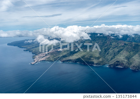 Aerial view of Nuku Hiva in the Marquesas Islands, French Polynesia 135173844