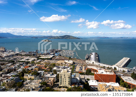 Scenic view of San Francisco Bay and Alcatraz Island, USA Scenic view of San Francisco Bay and Alcatraz Island, USA 135173864