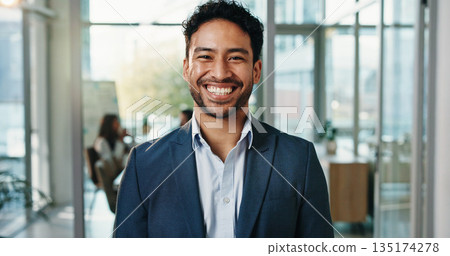 Pride, professional and portrait of business man in office for about us, confidence and brand manager. Happiness, smile and campaign opportunity with person in marketing agency for creative startup Pride, professional and portrait of business man in office for about us, confidence and brand manager. Happiness, smile and campaign opportunity with person in marketing agency for creative startup 135174278