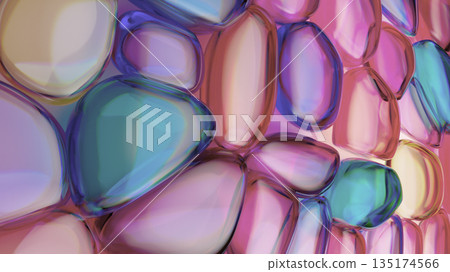 Colorful Glass Pebbles In Soft Light Abstract Background For Creative Projects Colorful Glass Pebbles In Soft Light Abstract Background For Creative Projects 135174566