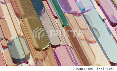 Vibrant Glass Strips Abstract Art: Colorful Metallic Ribbons in a Modern Studio Scene With Shimmering Light and Reflections Vibrant Glass Strips Abstract Art: Colorful Metallic Ribbons in a Modern Studio Scene With Shimmering Light and Reflections 135174568