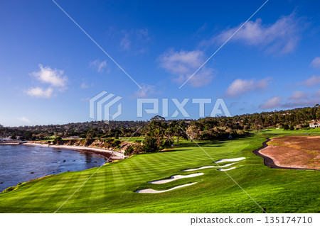 Pebble Beach golf course, Monterey, California, usa 135174710