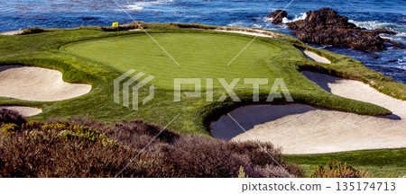 Pebble Beach golf course, Monterey, California, usa 135174713