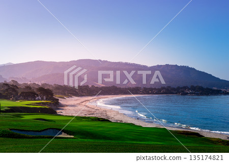 Pebble Beach golf course, Monterey, California, usa 135174821