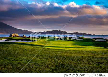 Pebble Beach golf course, Monterey, California, usa 135174827
