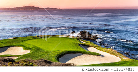Pebble Beach golf course, Monterey, California, usa 135174835