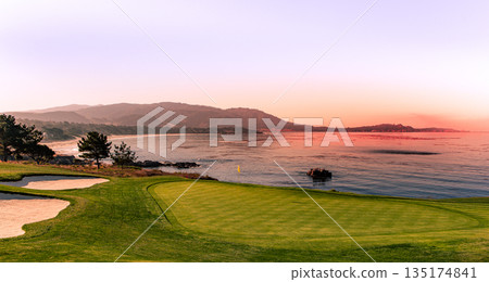 Pebble Beach golf course, Monterey, California, usa Pebble Beach golf course, Monterey, California, usa 135174841