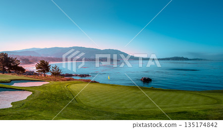 Pebble Beach golf course, Monterey, California, usa 135174842