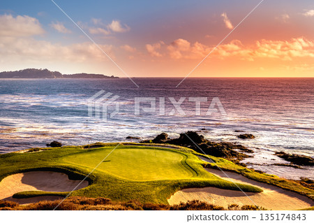 Pebble Beach golf course, Monterey, California, usa 135174843
