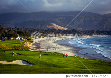 Pebble Beach golf course, Monterey, California, usa 135174846