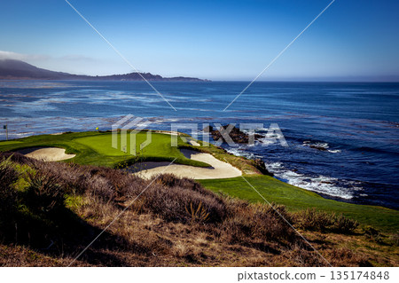 Pebble Beach golf course, Monterey, California, usa 135174848