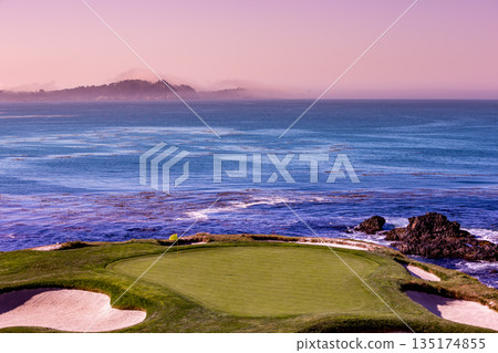 Pebble Beach golf course, Monterey, California, usa 135174855