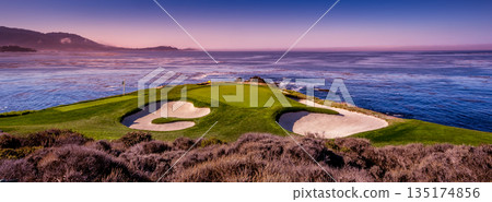 Pebble Beach golf course, Monterey, California, usa 135174856