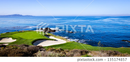 Pebble Beach golf course, Monterey, California, usa 135174857