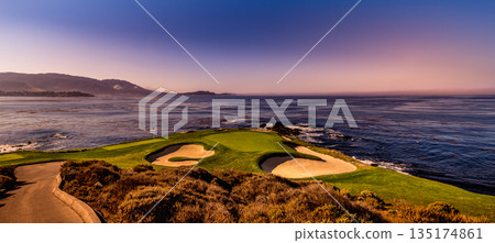 Pebble Beach golf course, Monterey, California, usa 135174861