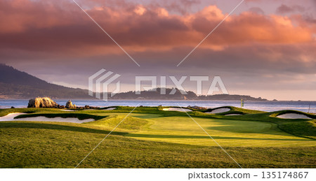 Pebble Beach golf course, Monterey, California, usa 135174867