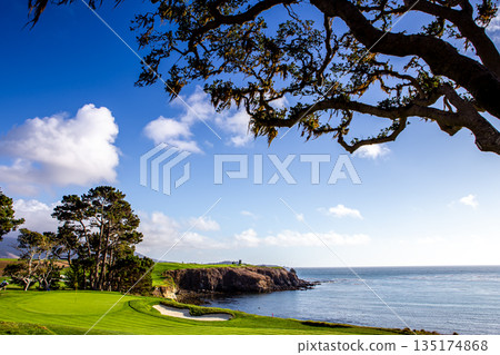 Pebble Beach golf course, Monterey, California, usa 135174868