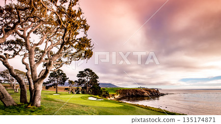 Pebble Beach golf course, Monterey, California, usa Pebble Beach golf course, Monterey, California, usa 135174871