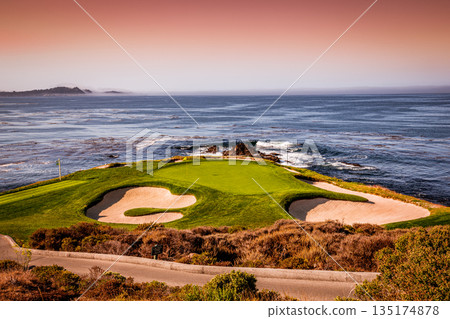 Pebble Beach golf course, Monterey, California, usa Pebble Beach golf course, Monterey, California, usa 135174878