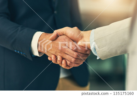 Handshake, agreement and business men shaking hands in office for partnership, recruitment and thank you. Corporate, collaboration and closeup of male workers for onboarding, support and teamwork Handshake, agreement and business men shaking hands in office for partnership, recruitment and thank you. Corporate, collaboration and closeup of male workers for onboarding, support and teamwork 135175160