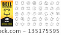 Clean And Modern Bell Notification Line Icon Set Featuring Alerts, Reminders, Messages, System Status, And User Interactions. Ideal For Apps, Dashboards, Web Interfaces, And UI UX Design. Editable Str 135175595