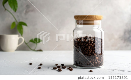 Brown coffee beans with smoke illustration. Brown coffee beans with smoke illustration. 135175891