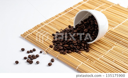 Brown coffee beans with smoke illustration. Brown coffee beans with smoke illustration. 135175900