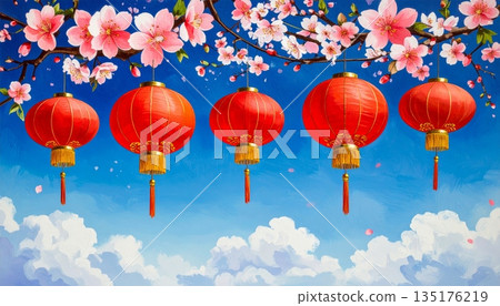 chinese new year with chinese lantern 135176219