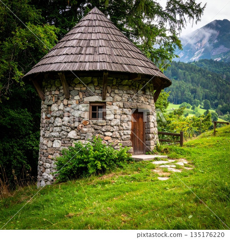 wooden house in the mountains 135176220
