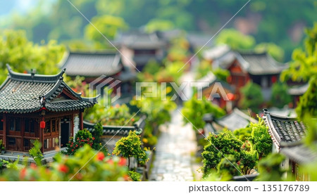 Traditional Chinese pagoda architecture and pavilion roofs. Traditional Chinese pagoda architecture and pavilion roofs. 135176789