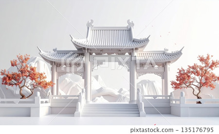 Traditional Chinese pagoda architecture and pavilion roofs. Traditional Chinese pagoda architecture and pavilion roofs. 135176795