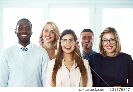 Portrait, smile and teamwork of business people in office workplace with unity, solidarity and synergy. Face, confident group and lawyers standing together for diversity, motivation and collaboration Portrait, smile and teamwork of business people in office workplace with unity, solidarity and synergy. Face, confident group and lawyers standing together for diversity, motivation and collaboration 135176847