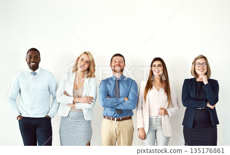 Law portrait, smile and teamwork of business people by white wall background mockup in workplace. Face, confident group and lawyers standing together with arms crossed, diversity and collaboration. Law portrait, smile and teamwork of business people by white wall background mockup in workplace. Face, confident group and lawyers standing together with arms crossed, diversity and collaboration. 135176861