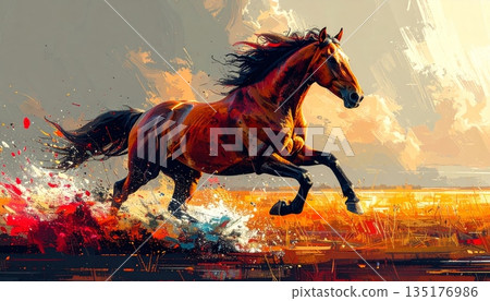 Beautiful horse background, abstract illustration. Beautiful horse background, abstract illustration. 135176986