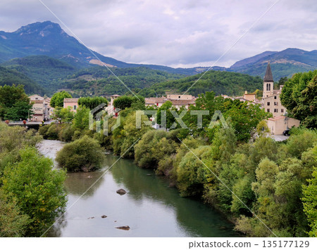 Castellane, France - Sep 21, 2025: Historic village Castellane in France, Gorges du Verdon national park. 135177129