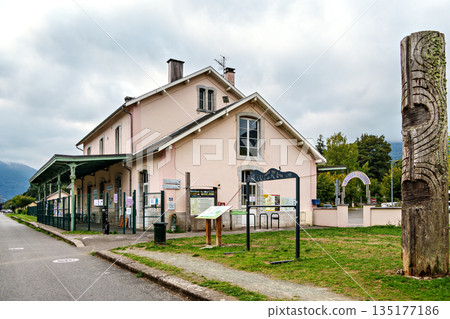 The main station of Argeles Gazost in the Hautes-Pyrenees depart 135177186