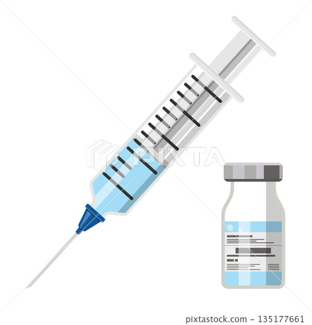plastic medical syringe and vial icon plastic medical syringe and vial icon 135177661