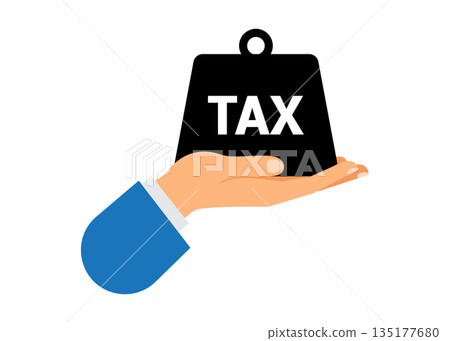 Businessmen are burdened with heavy taxes. Stock Illustration 135177680
