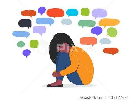 Conceptual illustration of bullying against girls and teenagers. Stock illustration Conceptual illustration of bullying against girls and teenagers. Stock illustration 135177681