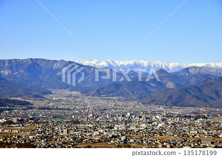 Overlooking downtown Ueda and the Northern Alps (Ueda City, Nagano Prefecture) [2026.1] 135178199