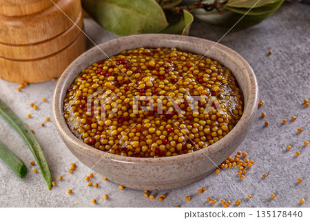 French mustard sauce with seeds 135178440
