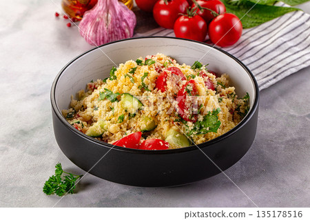 Cous cous with vegetables tabulle Cous cous with vegetables tabulle 135178516